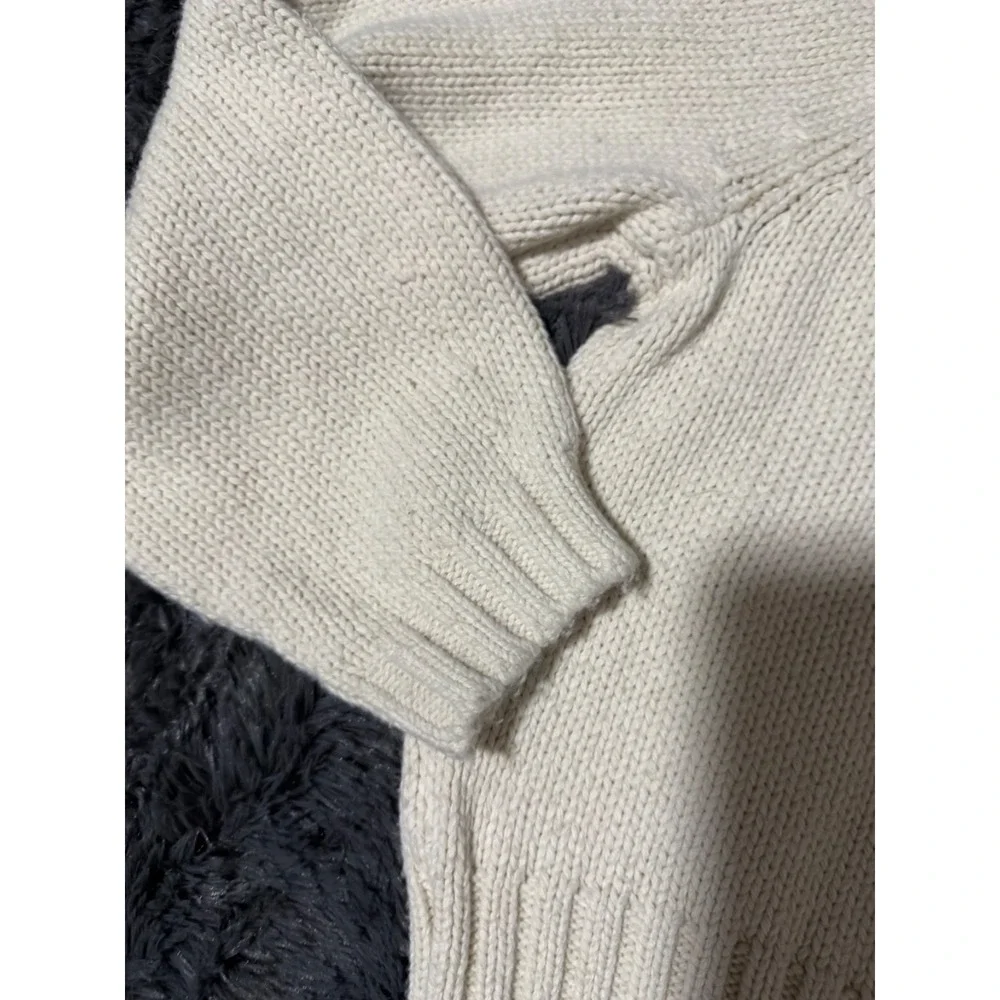Gap Red Heart Sweater Womens XS Cream Chunky Knit Cropped Pullover Valentine j